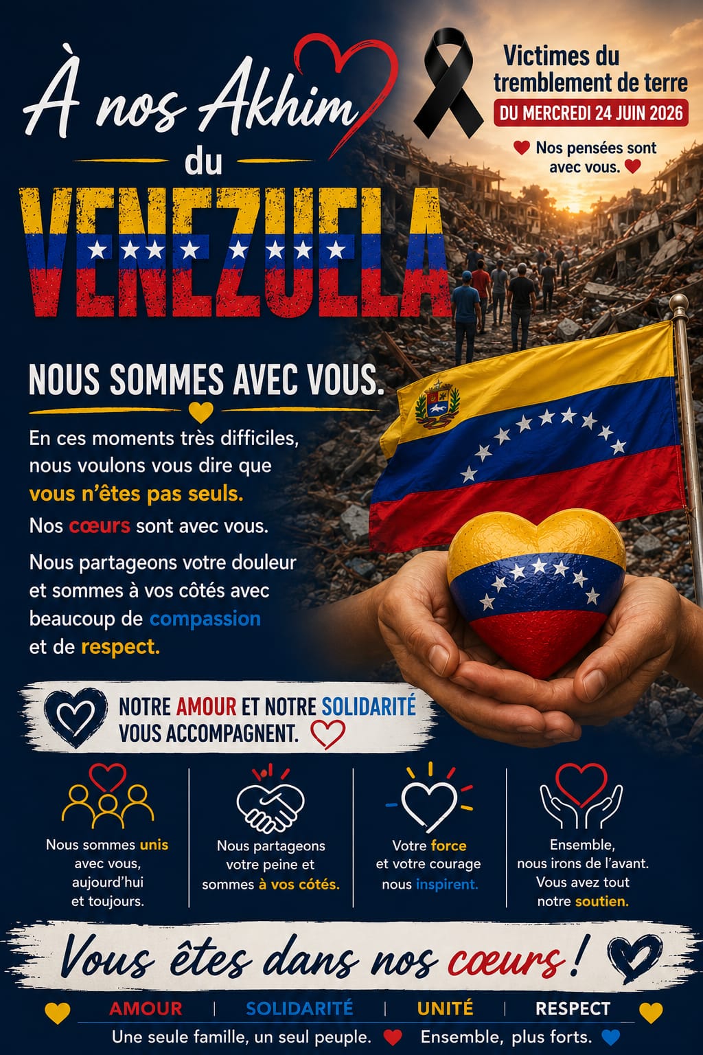 À nos Akhim du Venezuela — Solidarité suite au tremblement de terre du 24 juin 2026