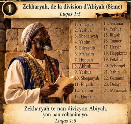 Zekharyah, de la division d'Abiyah — Luqas 1:5