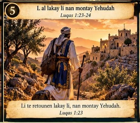 Il rentre chez lui, dans la montagne de Yehudah — Luqas 1:23-24