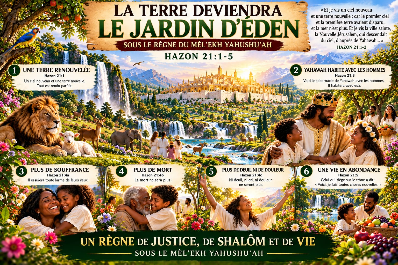 La terre deviendra le Jardin d'Éden sous le règne du Mèl'ekh Yahushuʿah — Ḥazon 21:1-5