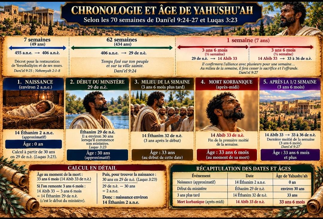 Chronologie et âge de Yahushuʿah — 70 semaines de Dāniyyēʾl 9:24-27 et Luqas 3:23
