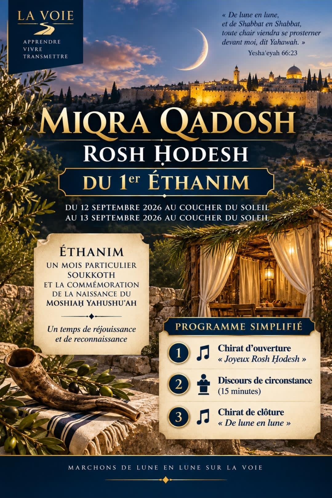 Miqra Qadosh Rosh Ḥodesh — 1er Éthanim